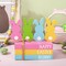 7Pcs Easter Wooden Tiered Tray Decor Pastel Happy Easter Bunny Faux Stacked Books Rabbit Table Centerpiece Block Signs for Spring Party Farmhouse Home Kitchen